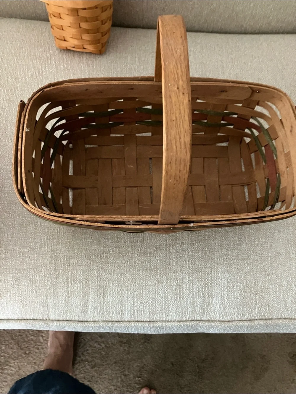 Group of 3 Handwoven Rustic Natural Wood Basket - Neutral Tan
